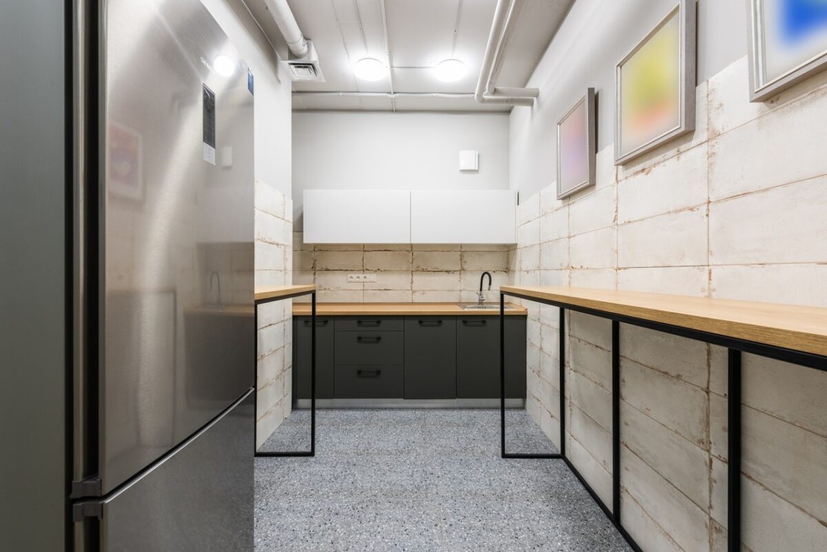 interior of a clean office kitchen